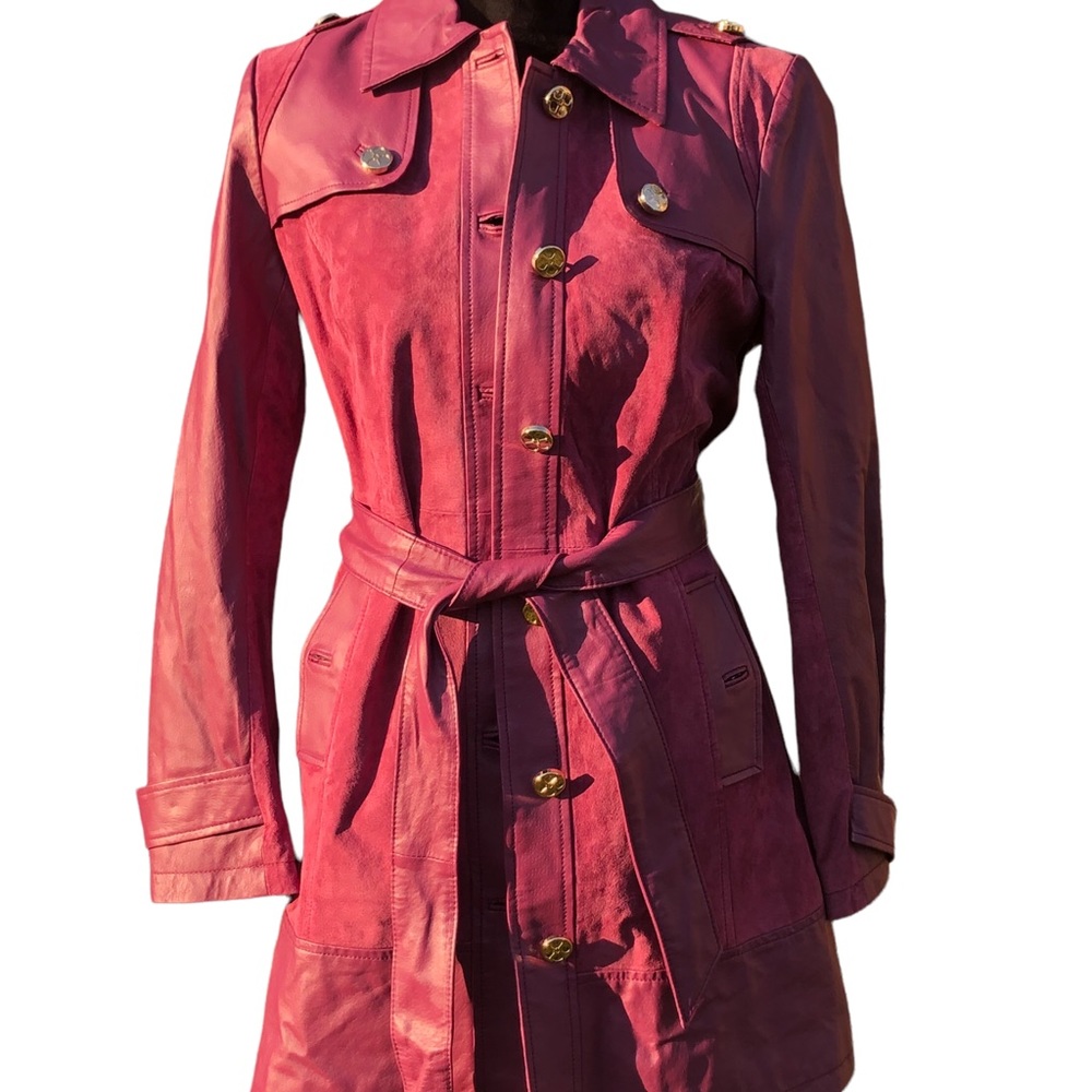 Iman Genuine Leather Mauve Coat size Small - Picture 5 of 17